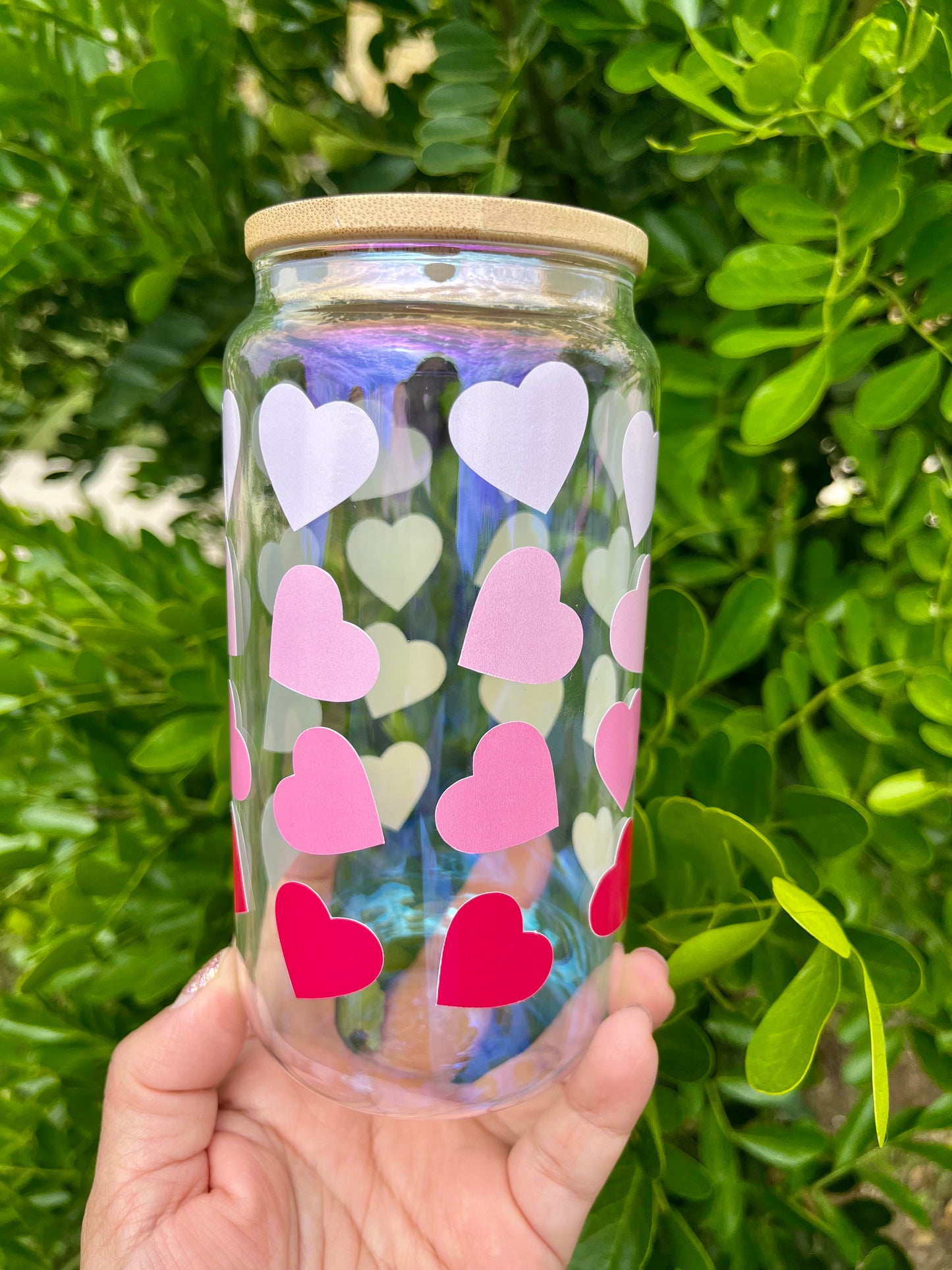 Red Ombre Iced Coffee Glass 16 oz