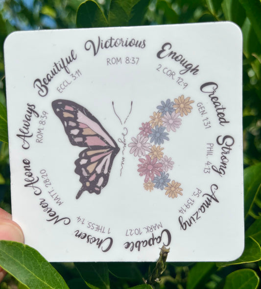 Butterfly Biblical Affirmations Sticker