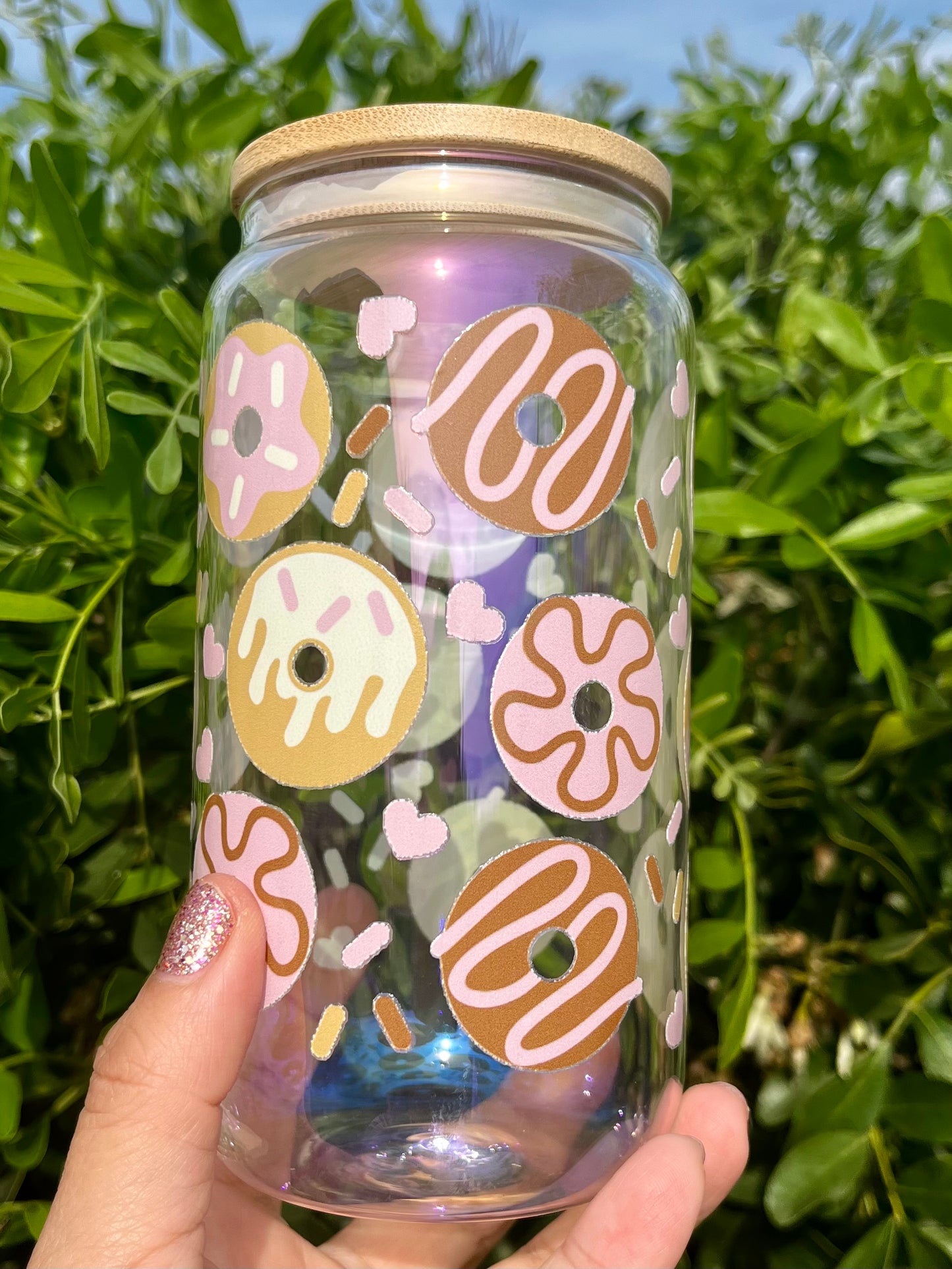 Sprinkled Donuts Glass Can 16 oz