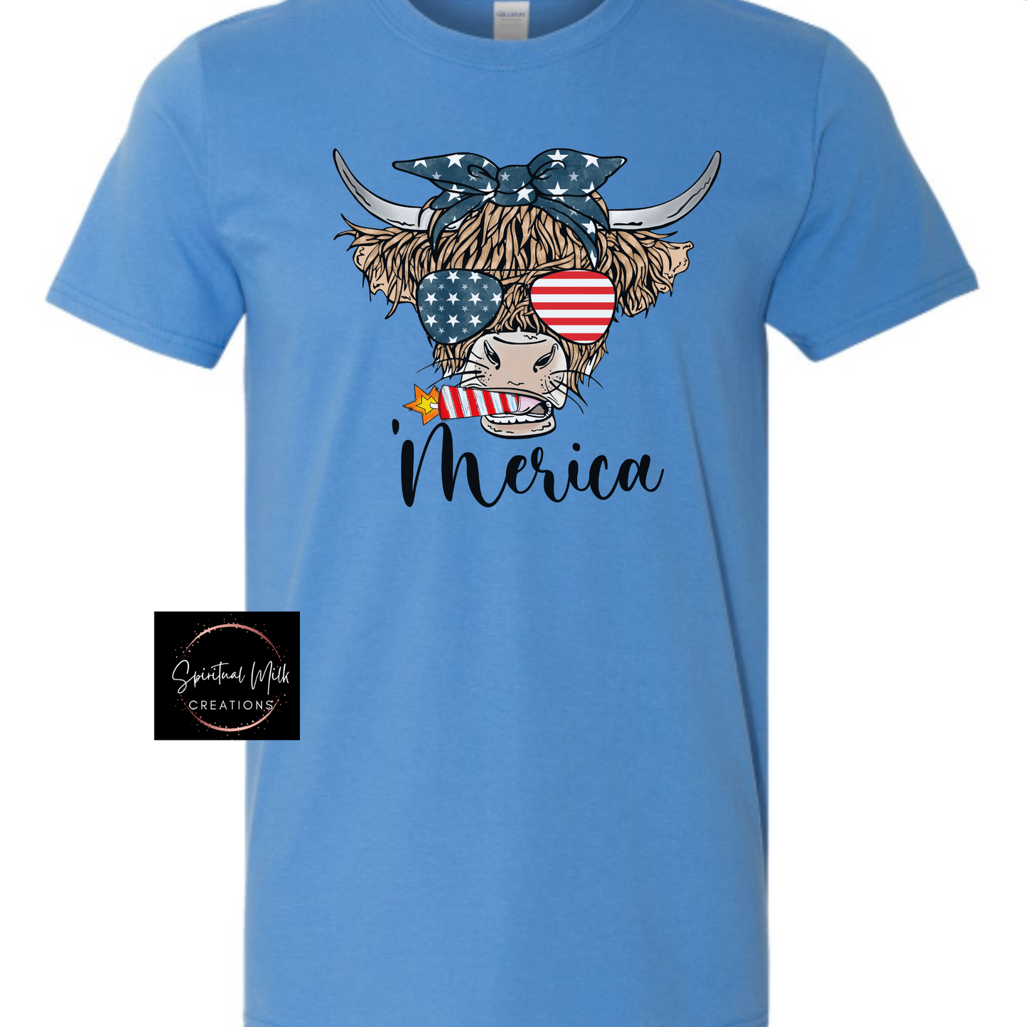 Highland Cow Fourth of July T-Shirt