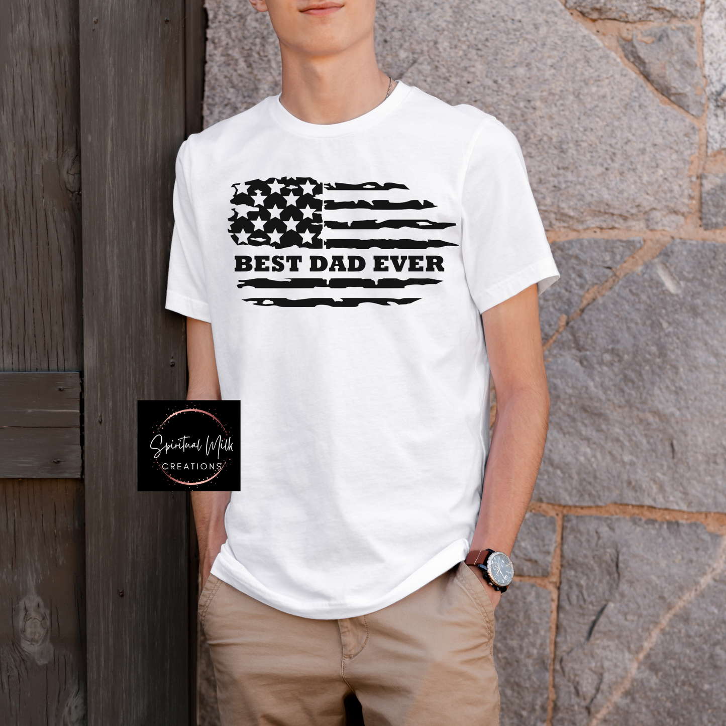 Best Father Distressed American Flag T-Shirt